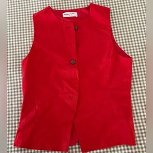Red Sleeveless Button-Front Tunic Top